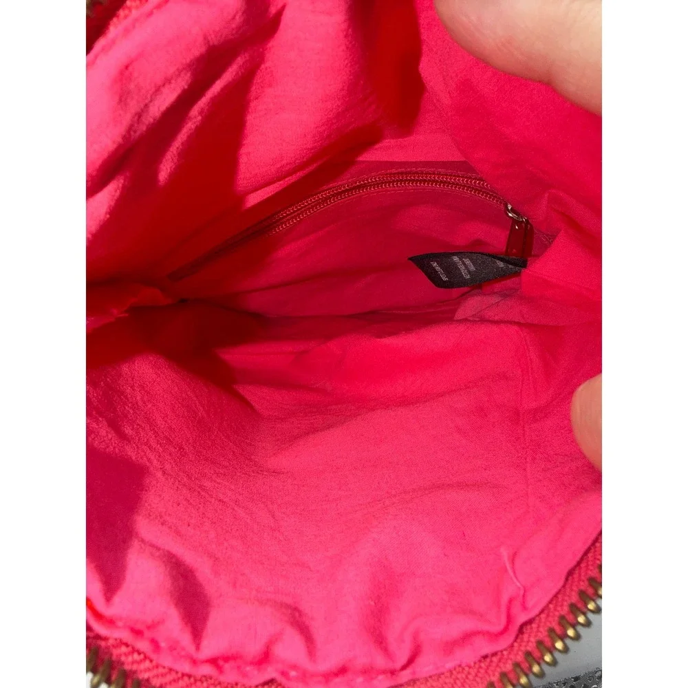 Charlie Paige Pink Beaded Chevron Foldover Clutch Bag Bohemian Cotton Canvas